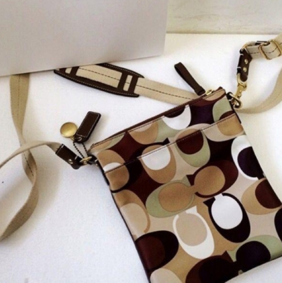 Coach Handbags - Coach 40659 Multicolor Scarf Print Tote Crossbody Bag Purse satin